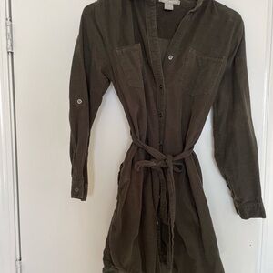 Lucky Brand Olive Green Button-Up Dress